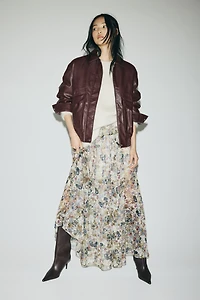 Jupe en crêpe avec taille smockée