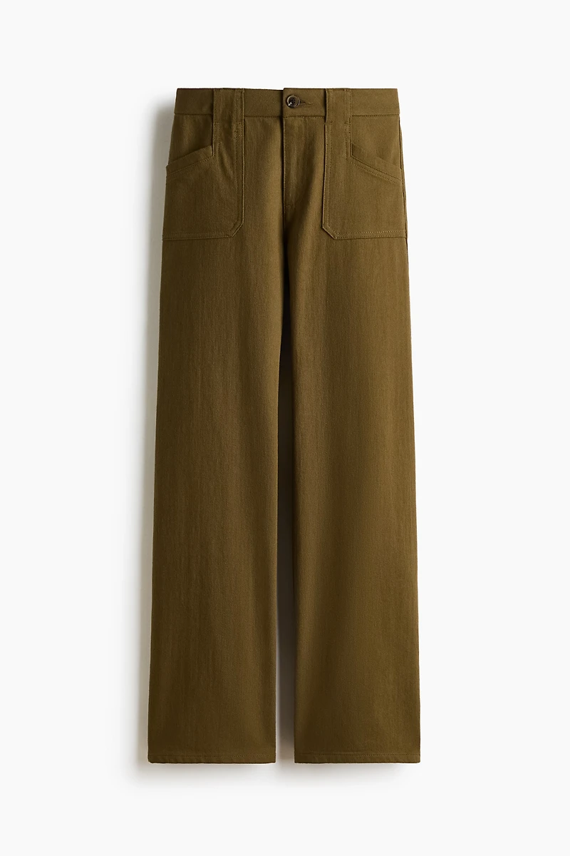 Wide twill trousers