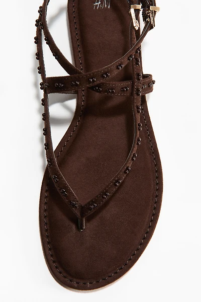 Bead-Detail Strappy Sandals