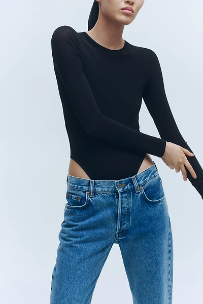Sheer Long-Sleeved Bodysuit