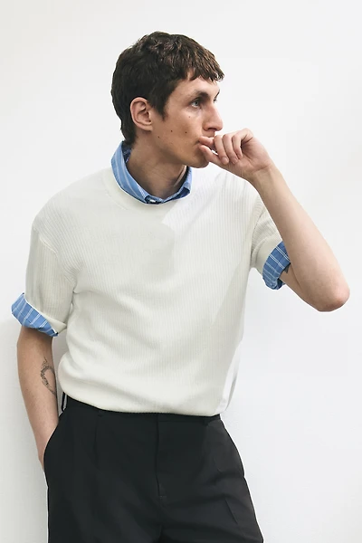 Slim-Fit Rib-Knit T-Shirt