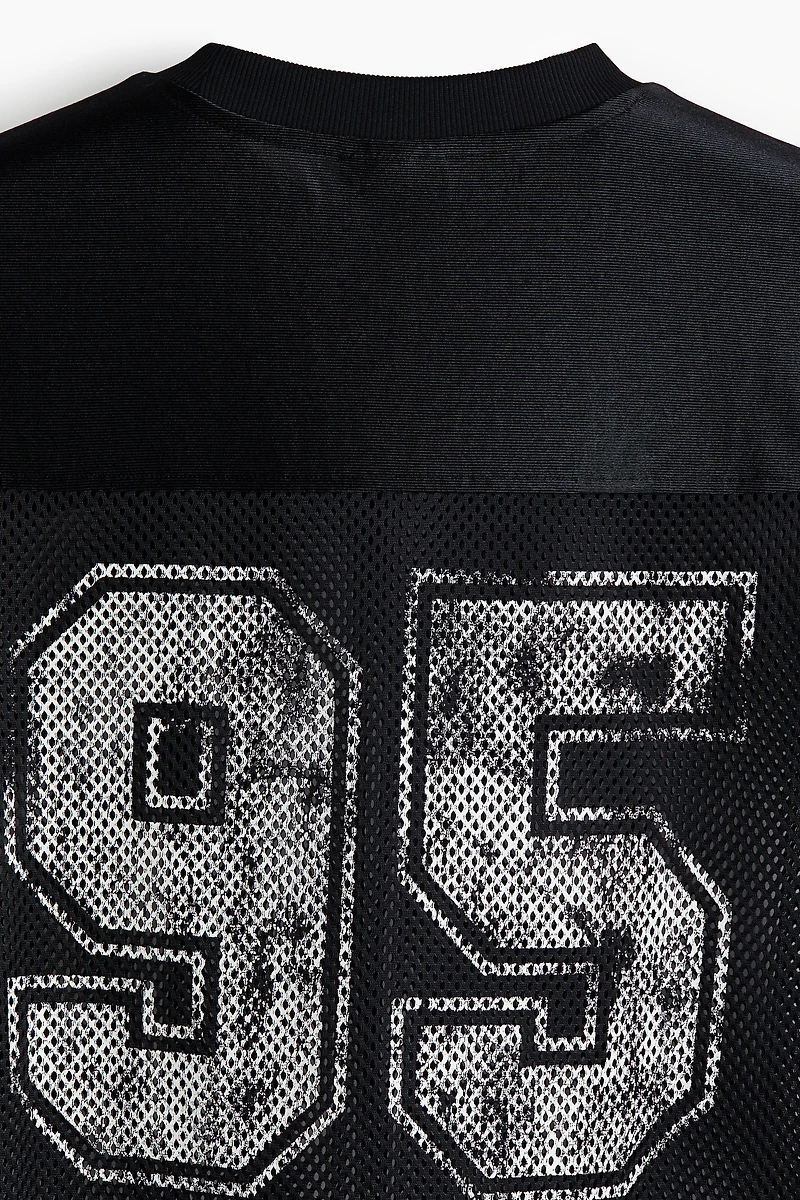 Loose-Fit Printed Mesh T-Shirt