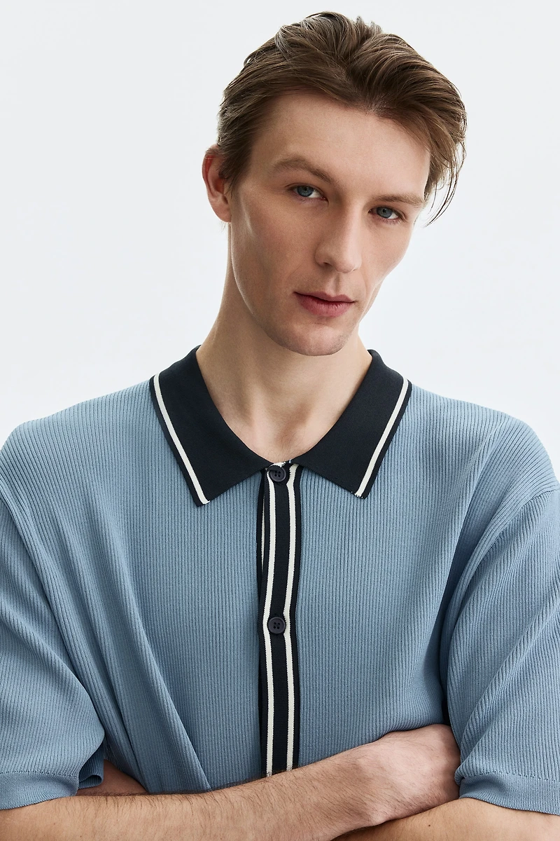 Chemise classique en tricot côtelé