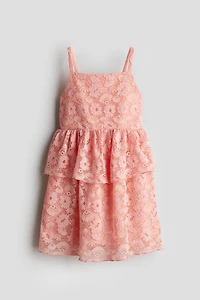 Flounce-Trimmed Lace Dress