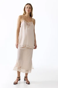 MAMA Lace-Trimmed Viscose Skirt