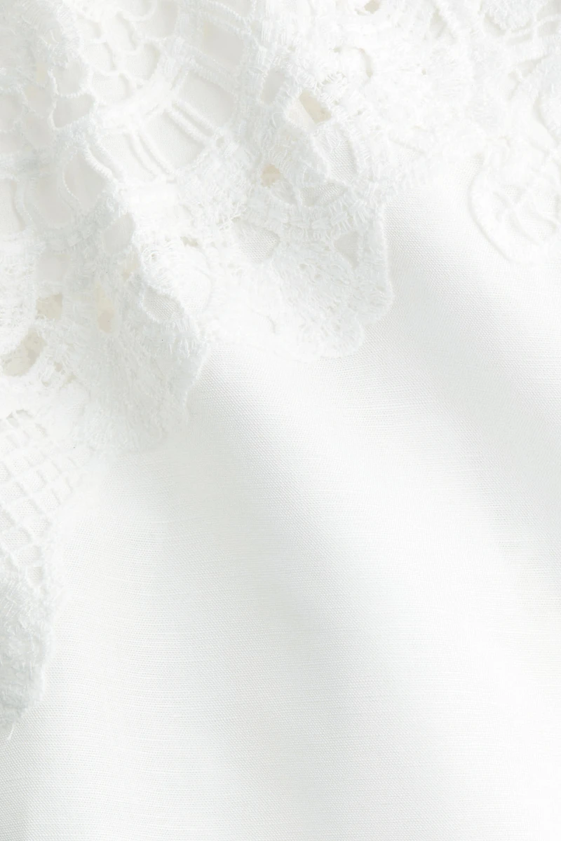 Lace-Detail Linen-Blend Top
