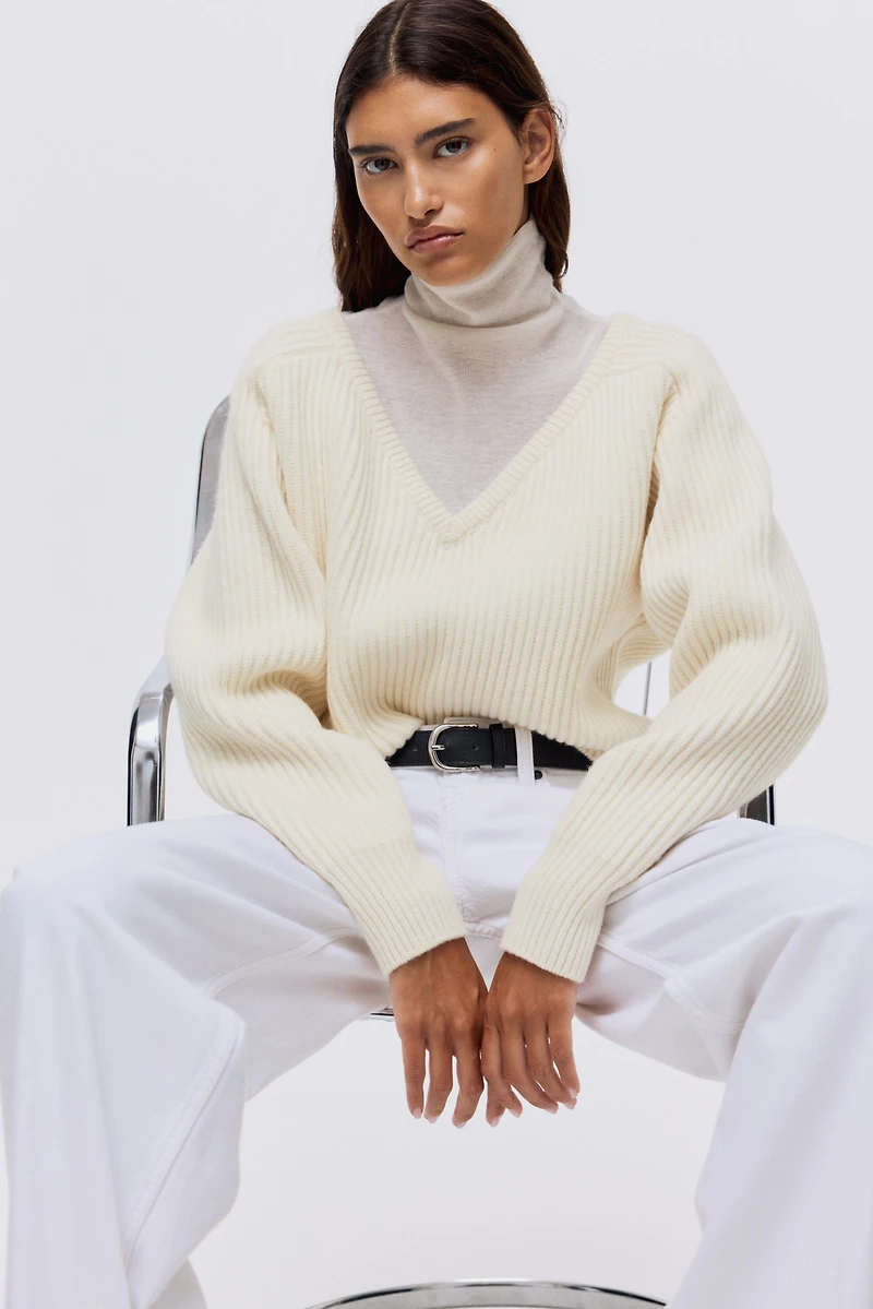 Rib-Knit Wool Sweater
