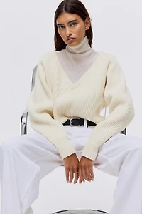 Rib-Knit Wool Sweater