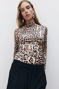 Mock Turtleneck Jersey Top