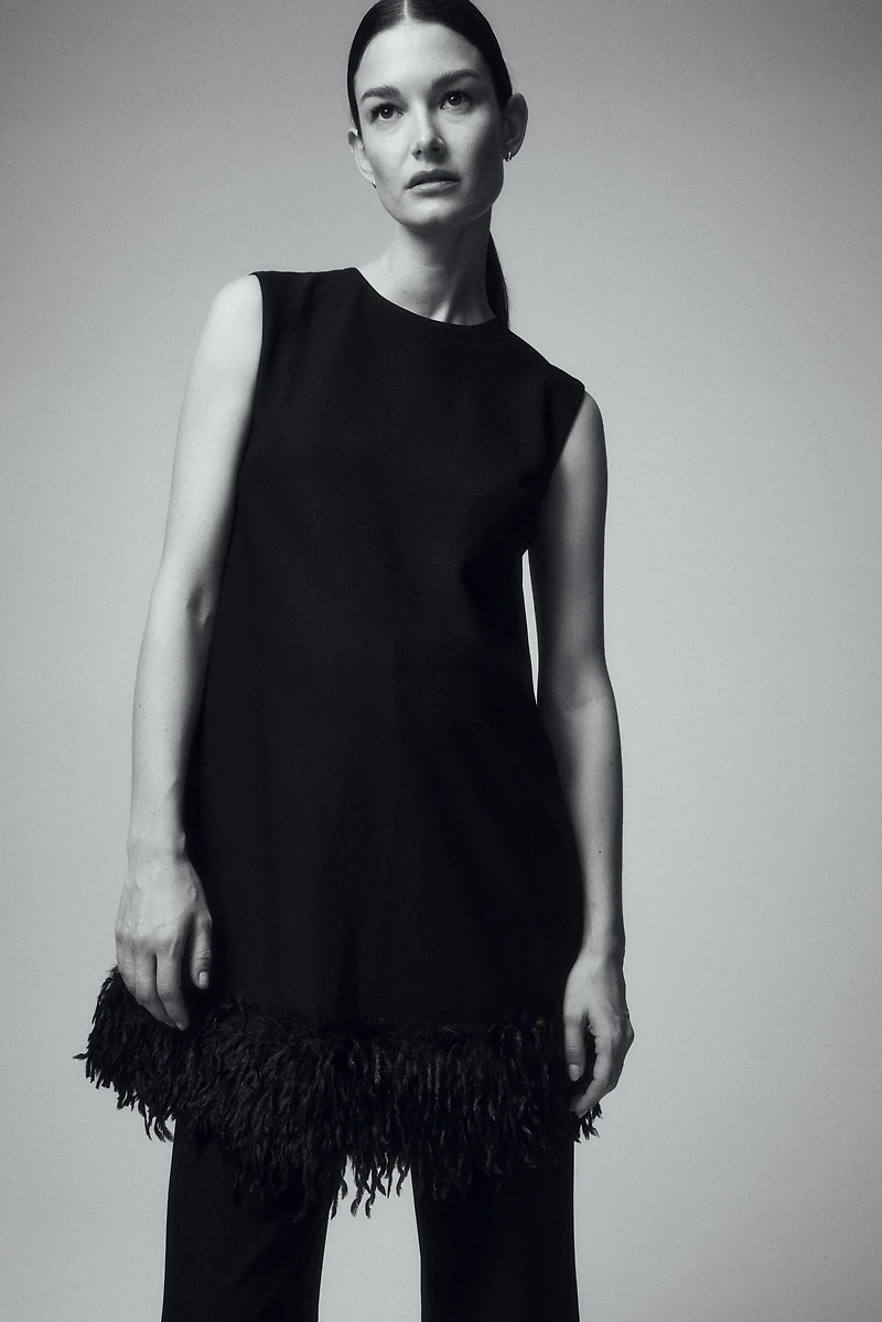 MAMA Fringe-hem mini dress