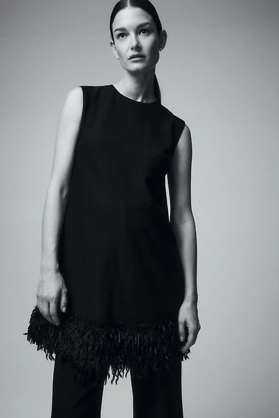 MAMA Fringe-hem mini dress