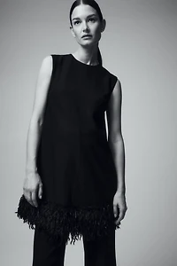 MAMA Fringe-hem mini dress