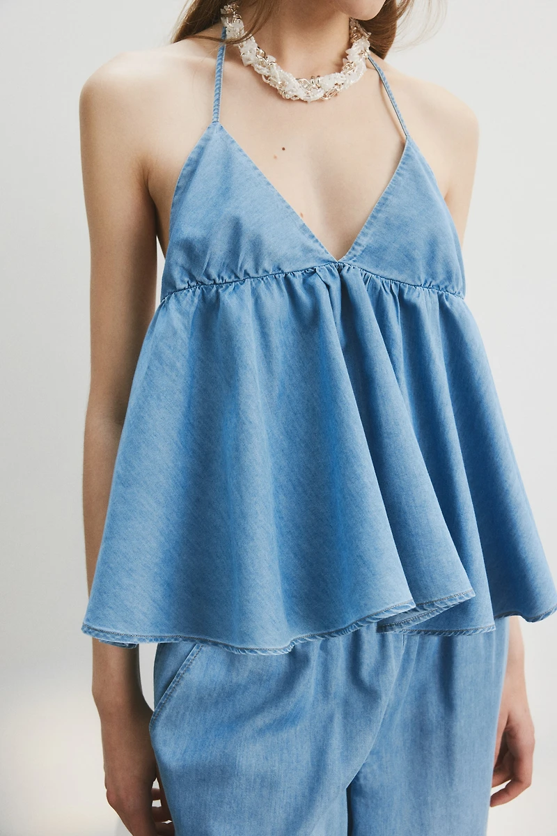 Denim Halterneck Top