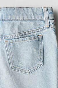 Distressed-Detail Denim Skirt