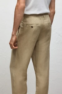 Regular-Fit Linen-Blend Pants
