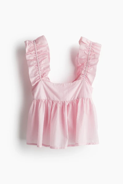 Ruched Sleeveless Peplum Top