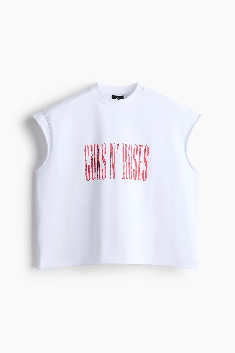 Boxy Oversized Printed Sleeveless T-Shirt