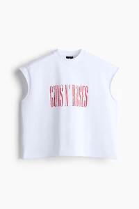 Boxy Oversized Printed Sleeveless T-Shirt