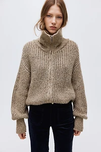 Chandail à fermeture éclair en tricot côtelé