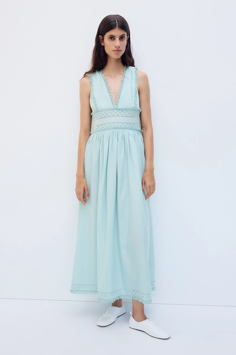 MAMA Lace-Trimmed Cotton Nursing Dress