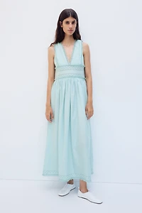 MAMA Lace-Trimmed Cotton Nursing Dress