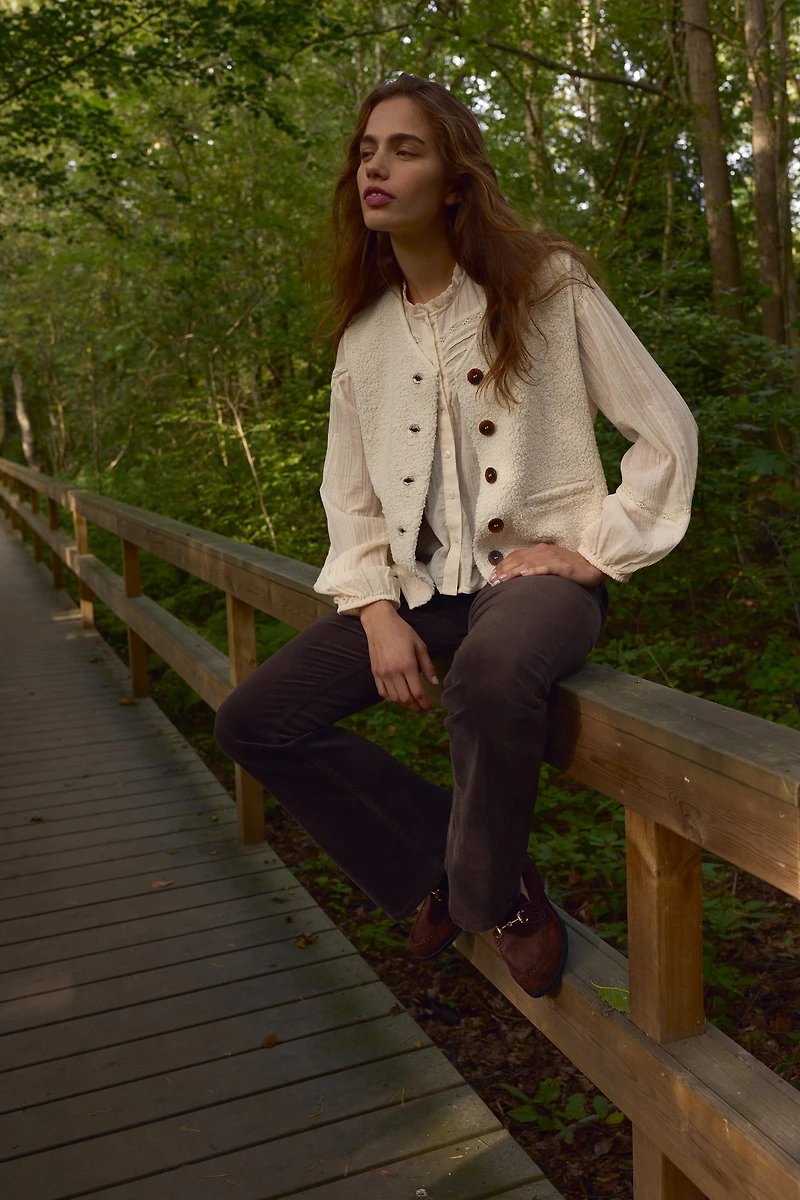 Pantalon évasé en velours côtelé