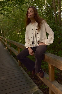 Pantalon évasé en velours côtelé