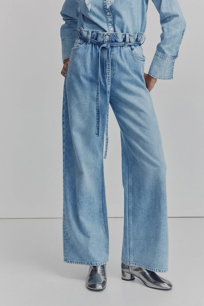 Paper-Bag Jeans with Belt