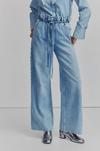 Paper-Bag Jeans with Belt