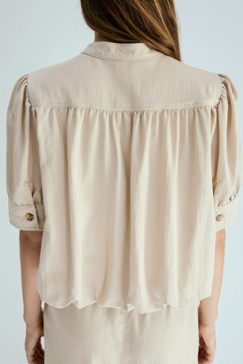 Bubble-Hem Twill Shorts