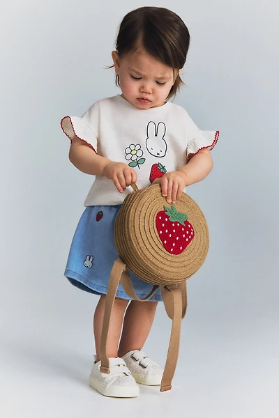 Round Straw Backpack