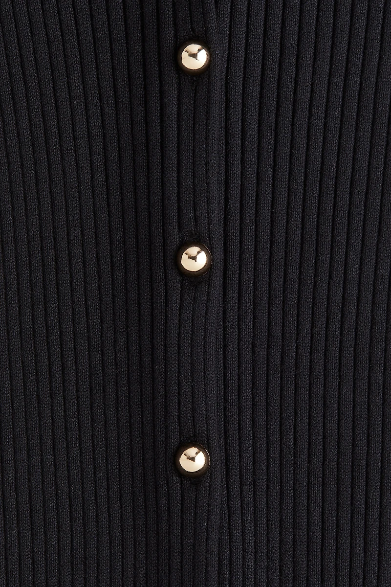 Rib-knit button-front dress