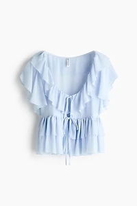 Flounced Tie-Front Blouse