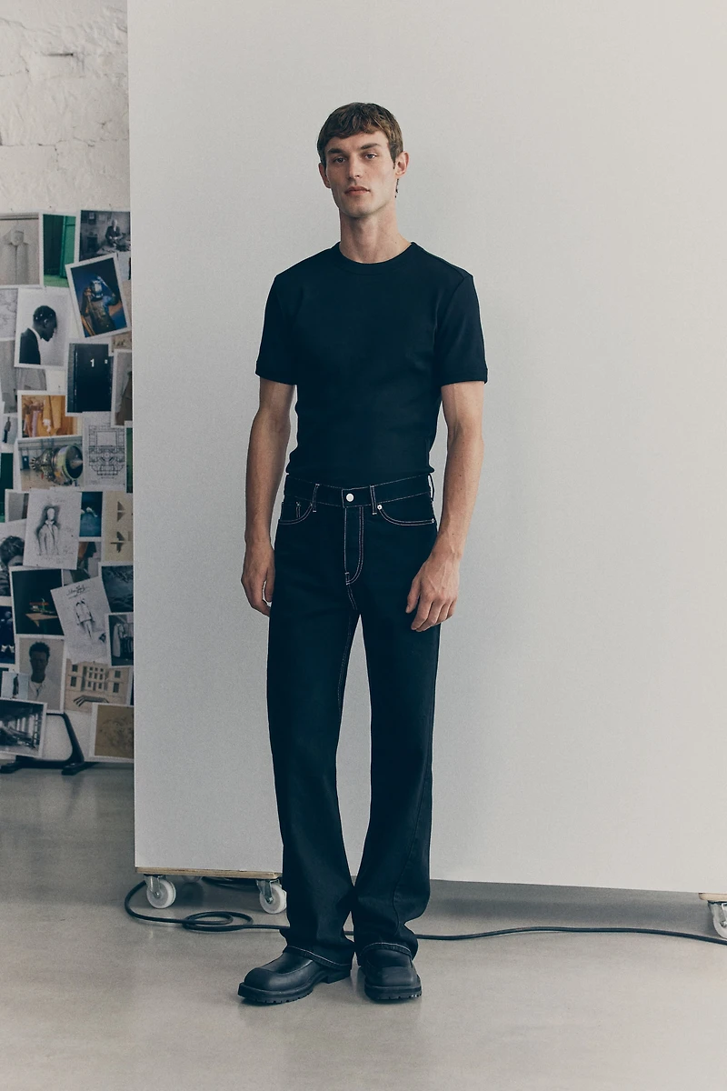 Ribbed Cotton T-Shirt