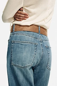 Denim Bermuda Shorts with Belt