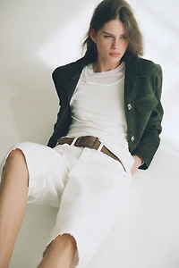 Denim Bermuda Shorts with Belt