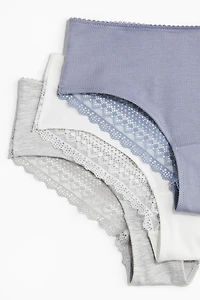 3-pack Cotton and Lace Hipster Briefs