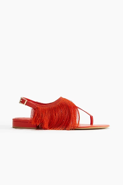 Fringe-Trimmed Sandals