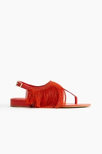 Fringe-Trimmed Sandals