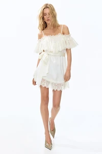 Lace-Trimmed Satin Dress