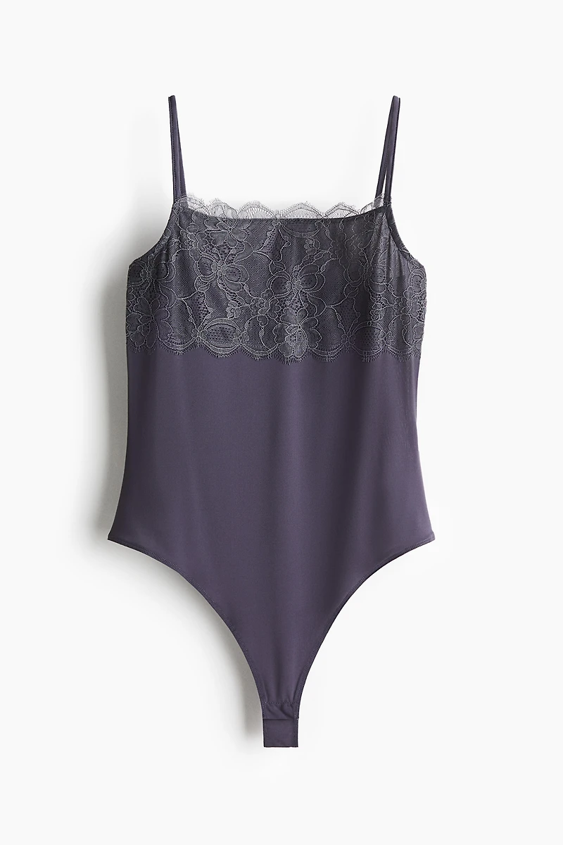 Lace-Detail Thong Bodysuit