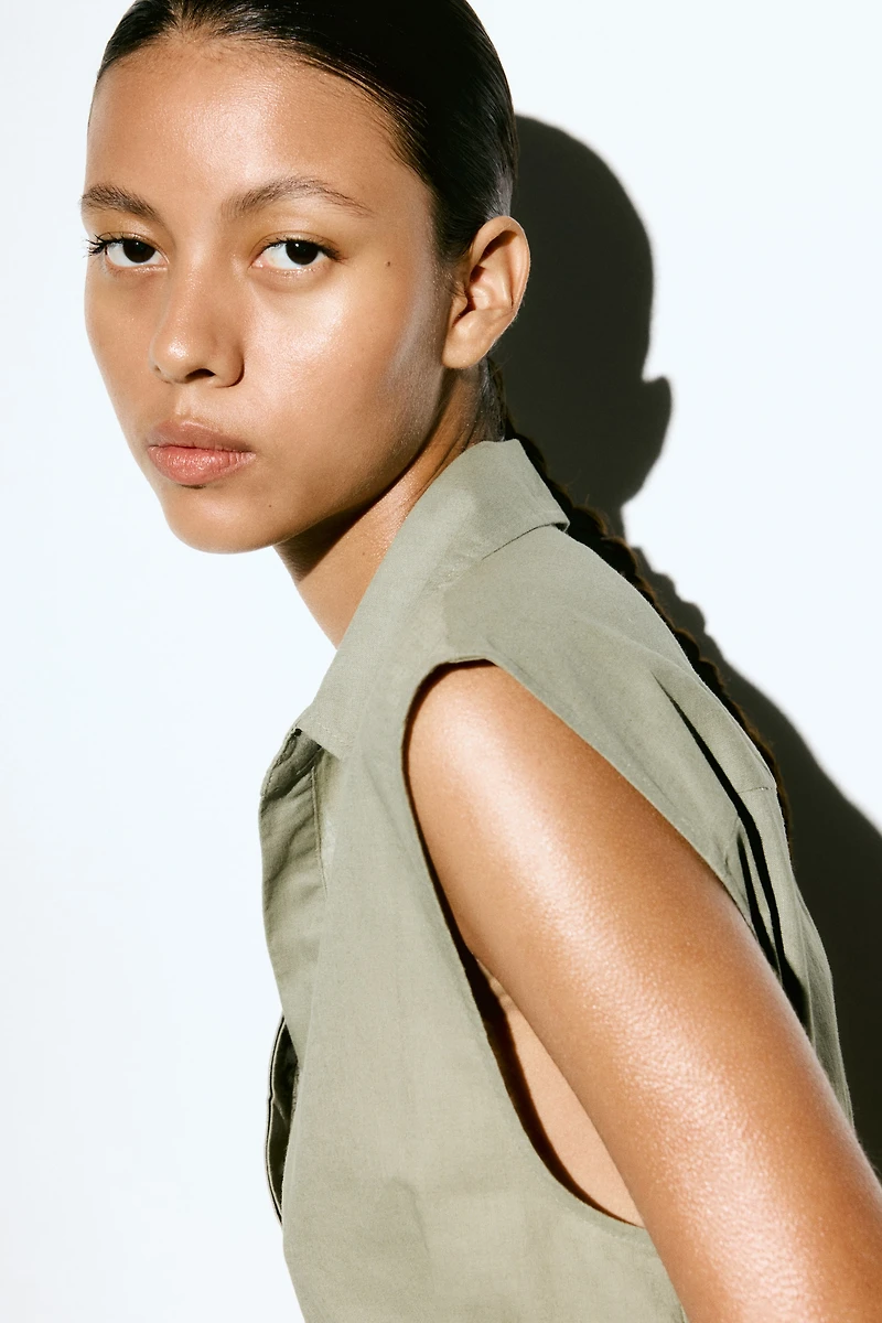 Linen-Blend Shirt Dress