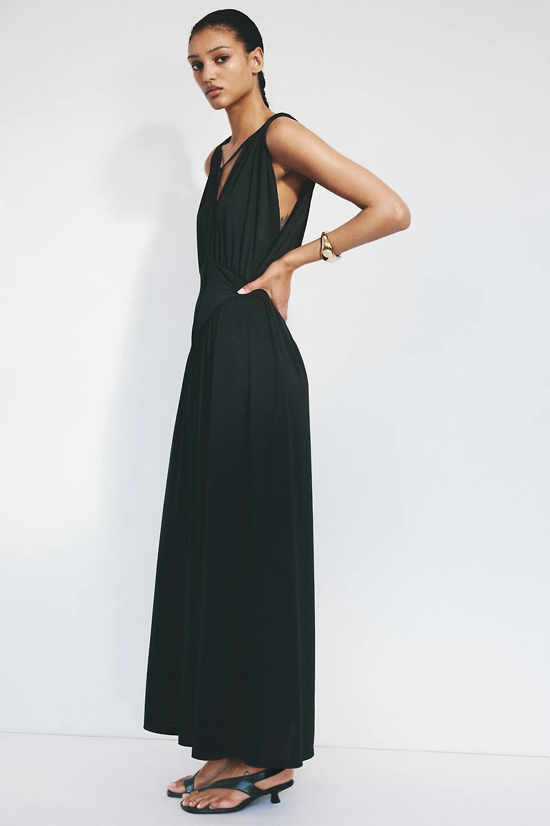 Cape-Detail Jersey Dress