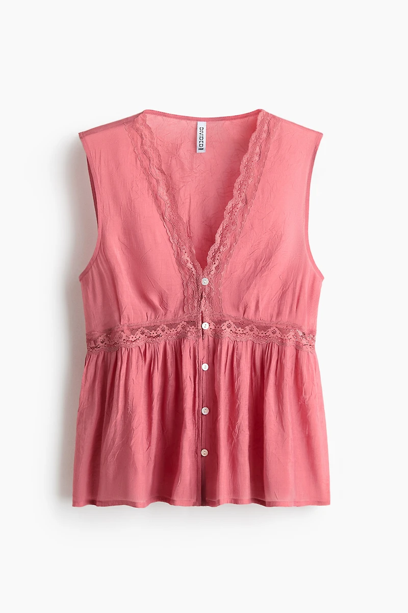 Lace-Trimmed Peplum Top