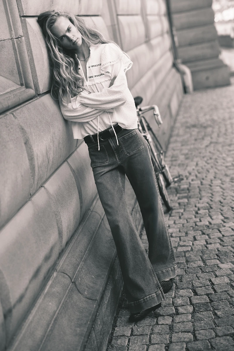 Jean large taille haute