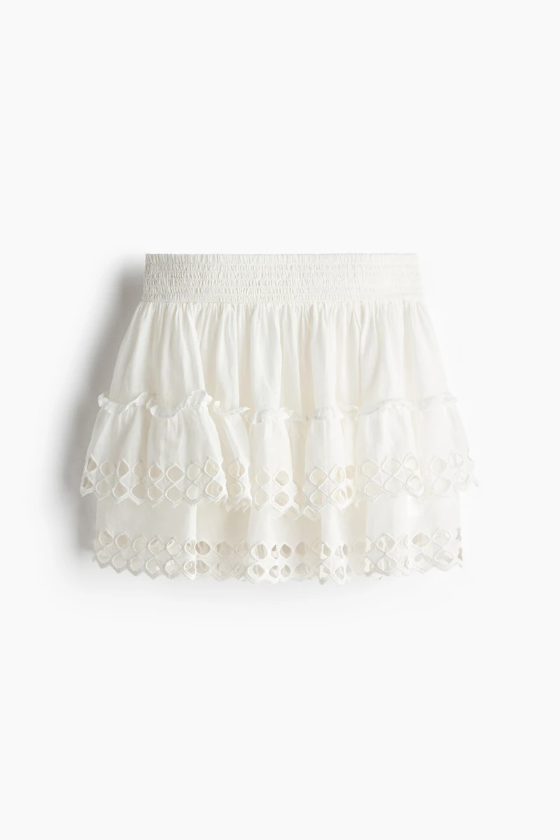 Tiered Eyelet Embroidery Skirt