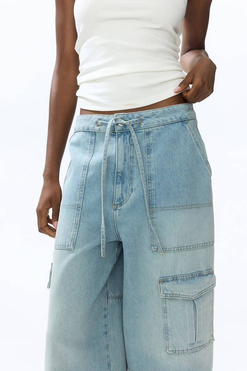 Regular-Waist Barrel-Leg Ankle Jeans