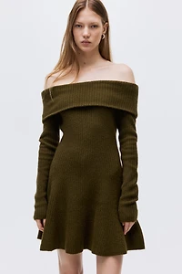 Rib-Knit Off-the-Shoulder Dress