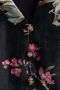 Linen-Blend Peplum Blouse