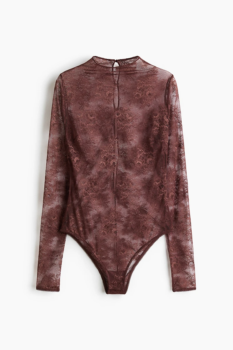 Long-Sleeved Lace Bodysuit